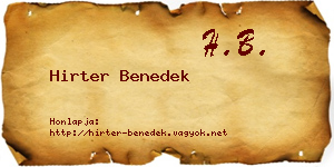 Hirter Benedek névjegykártya